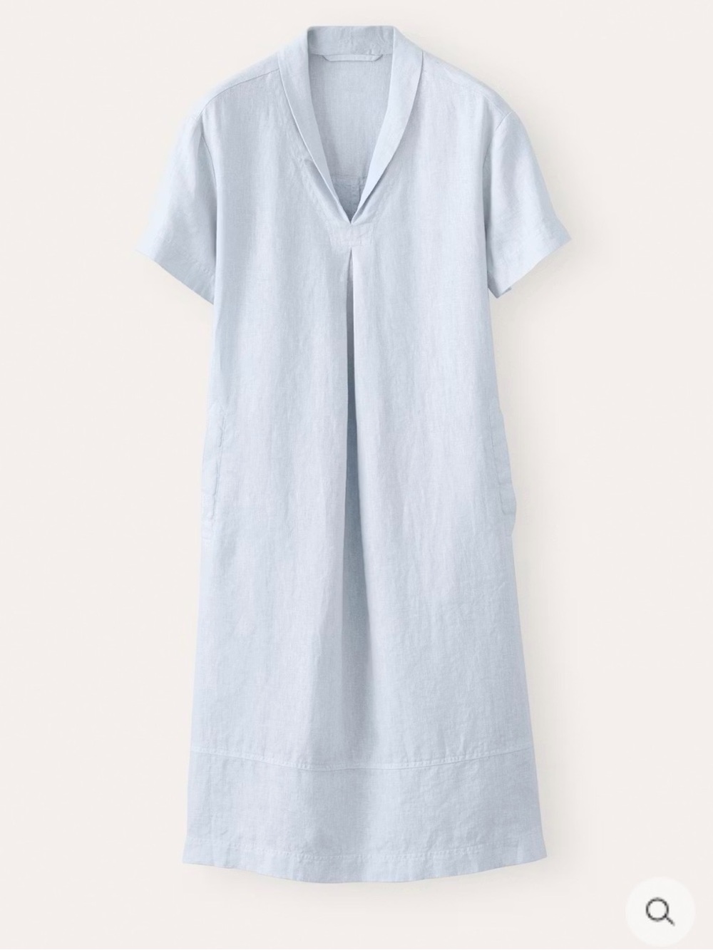 Poetry Shawl Collar Linen Midi Dress Light Blue Coastal Minimalist Lagenlook 12